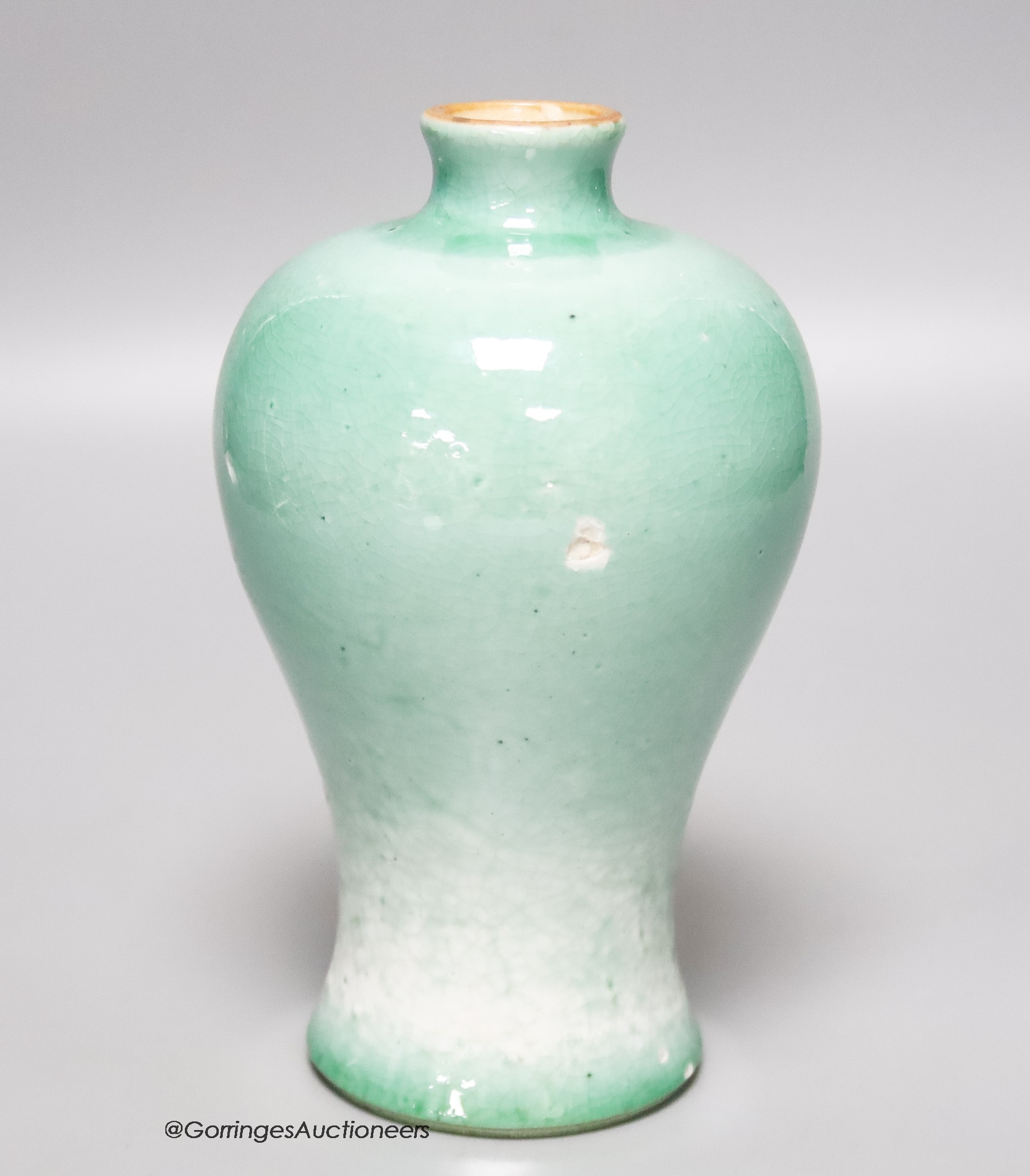 A Chinese green crackle Meiping, height 18cm